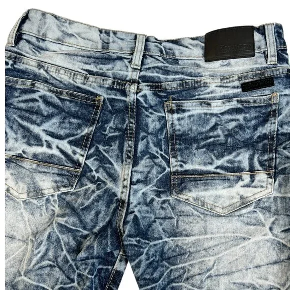 South Pole Men's Moto/Biker Skinny Dark & Acid Wash Jeans Size 30x32 - Picture 4 of 10